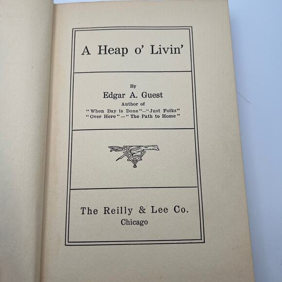 Edgar A Guest A Heap O' Living'  Hardbound 1916 1st edition. - Picture 4 of 12